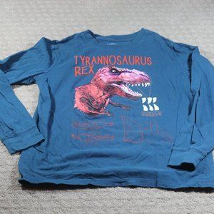 Lands' End Size YL T Rex Glow-in-the-Dark Dinosaur Long Sleeve T-Shirt